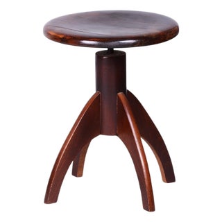 Mid-Century Czech Beech Piano Stool, 1940s For Sale