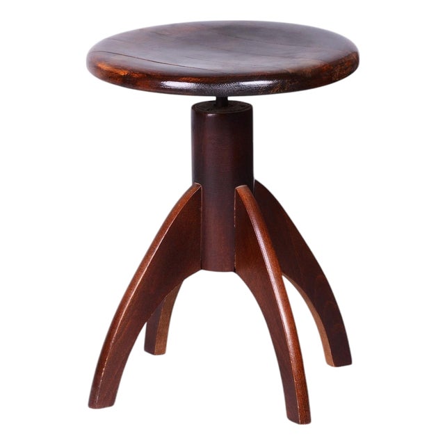 Mid-Century Czech Beech Piano Stool, 1940s For Sale