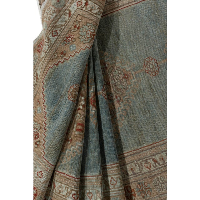 Antique Circa 1920 Blue Malayer Hand Knotted Runner 3ft 2in X 15ft 1in For Sale In New York - Image 6 of 11