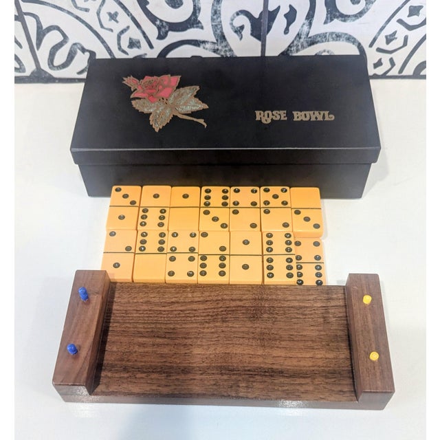 The Couroc Company Couroc of Monterey California Rare Rose Bowl Dominos Set For Sale - Image 4 of 7