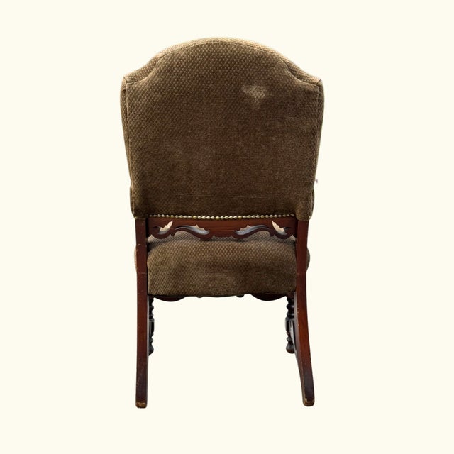 Wood 1930s Carved Armchair – Antique Wood Library Chair For Sale - Image 7 of 14