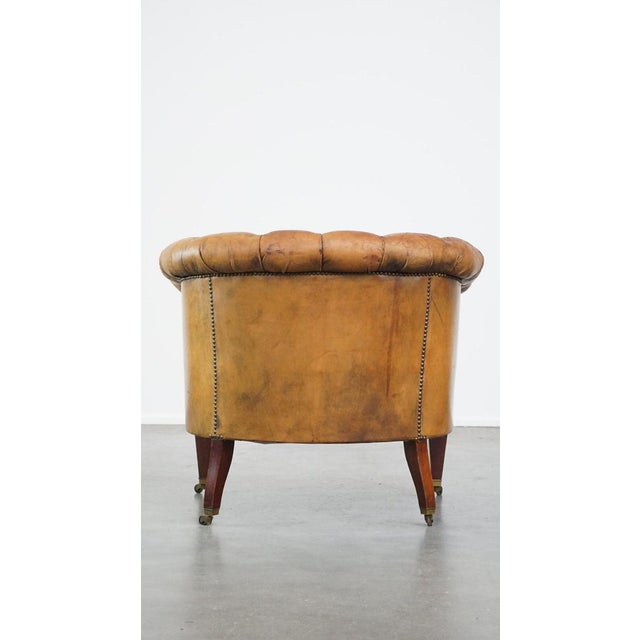 Antique Chesterfield Club Chair in Sheepskin For Sale - Image 4 of 15