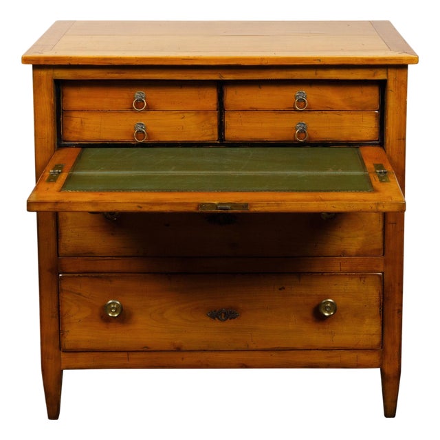 French Empire Style 19th Century Walnut Chest with Drop Front Desk, Two Drawers For Sale