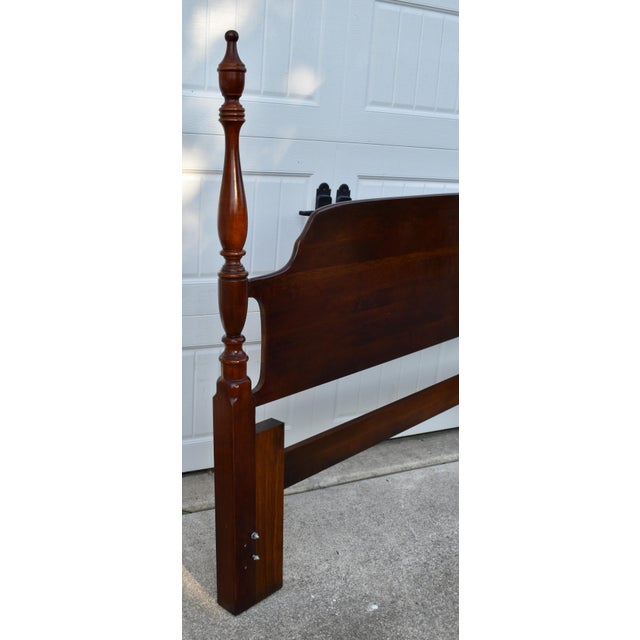 Brown Cherry Queen/Full Headboard Vintage Poster Bed Chippendale Style For Sale - Image 8 of 13