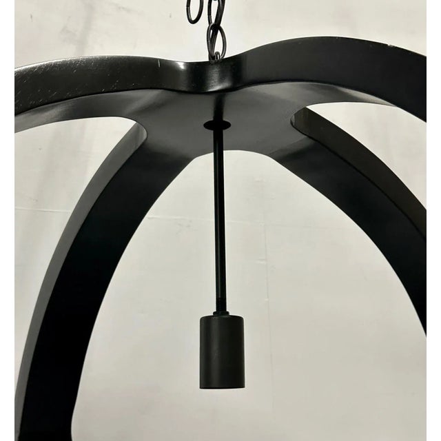 Modern Ebony Circular Chandelier / Lighting Pendant, Contemporary For Sale - Image 11 of 13