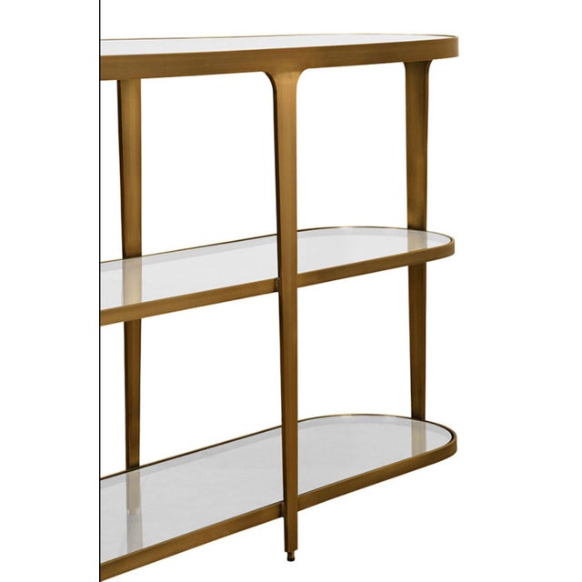 Kenneth Ludwig Chicago Addison Gold & Glass Oval Console Table For Sale - Image 4 of 4