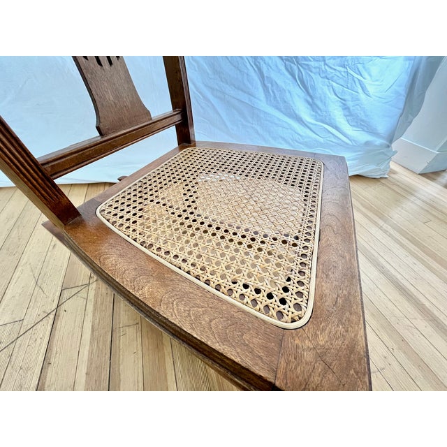 Vintage Cane Seat Rocking Chair in British Colonial Style For Sale In New York - Image 6 of 7
