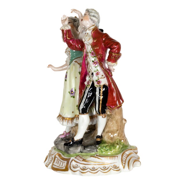 Porcelain Dancing Couple Figurine from Volkstedt, 18th Century For Sale