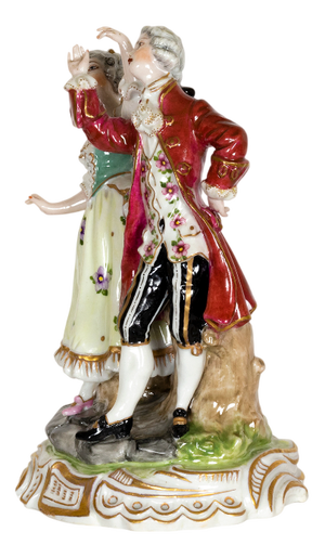 Porcelain Dancing Couple Figurine from Volkstedt, 18th Century