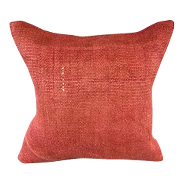 20 x 20 Hemp Pillow Turkish Cushion Natural Pinkish Red Pillow Cushion Cover For Sale