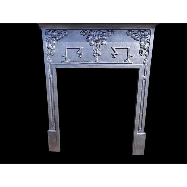 Antique Edwardian Art Nouveau Cast Iron Fireplace Mantel Surround, 1890s For Sale - Image 4 of 18