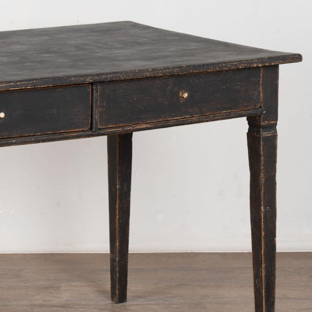 Late 19th Century Swedish Black Painted Pine Two-Drawer Table For Sale - Image 10 of 15