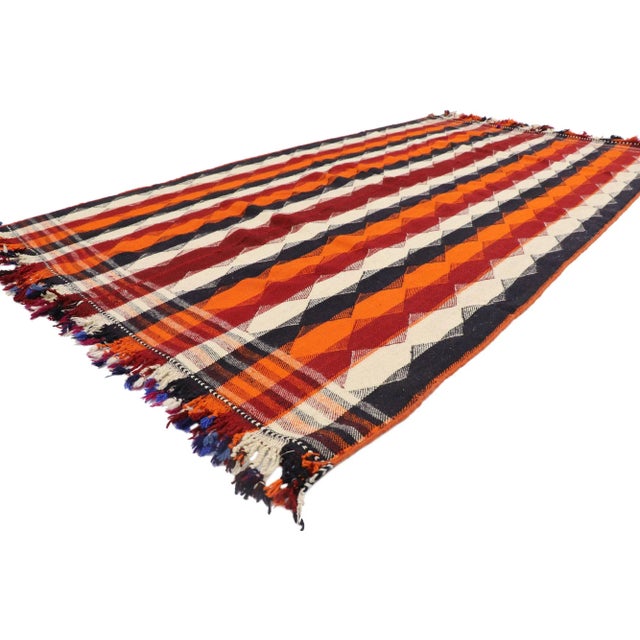 77932 Vintage Persian Striped Kilim Rug with Modern Tribal Style 04'10 x 08'04.