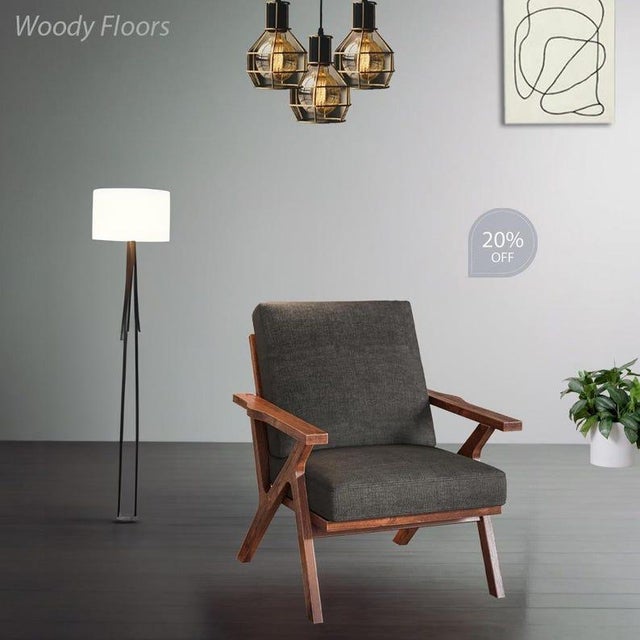 Made by WoodyFloorUS Materials: Wood, Faux Leather, Fabric Overall width: 29.92 inches Overall height: 33.86 inches...