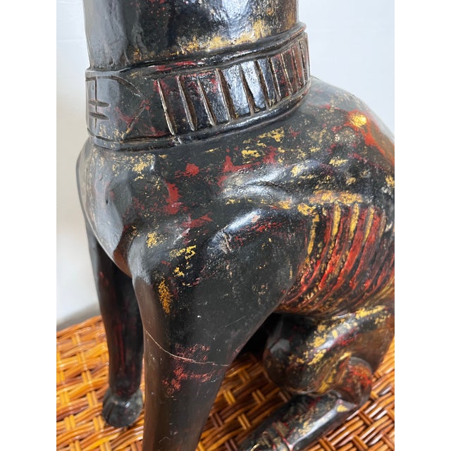 Vintage Carved Wooden Dog Statue For Sale In Tampa - Image 6 of 12