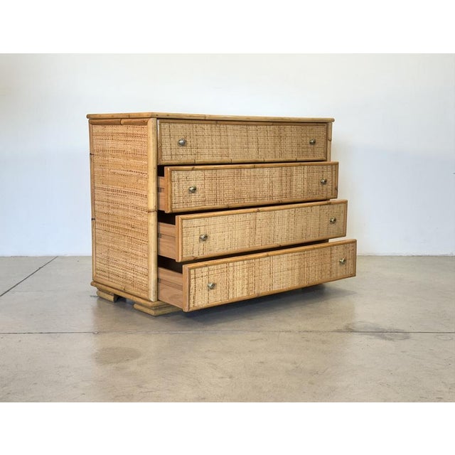 Wicker and Bamboo Chest of Drawers, 1970s For Sale - Image 4 of 9