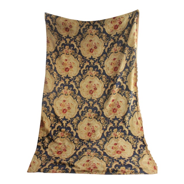 Antique 1850s French Printed Challis Wool Block Printed Fabric
