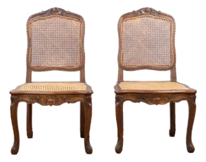 Early 20th Century Pair of Louis XV Style Cane Side Chairs