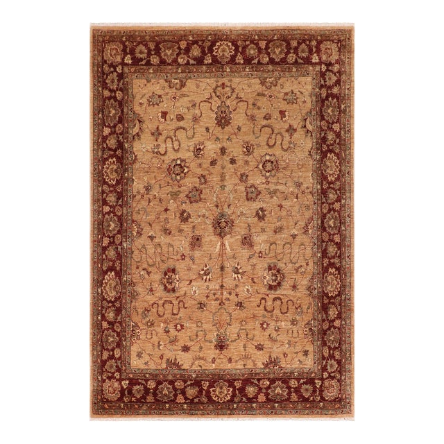 Shabby Chic Ziegler Tan Brown Hand-Knotted Wool Rug - 8'0'' X 10'2'' For Sale