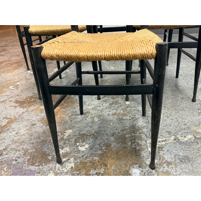 Black Gio Ponti Style Italian Ladder Back Dining Chairs, Vintage Set of Six For Sale - Image 8 of 12