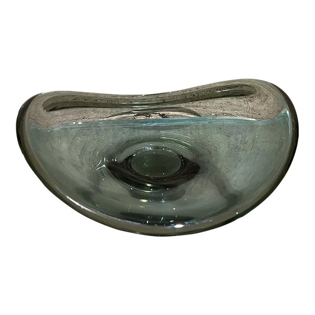 1990s Studio Art Glass Bowl Sculptural Pedestal Dish For Sale