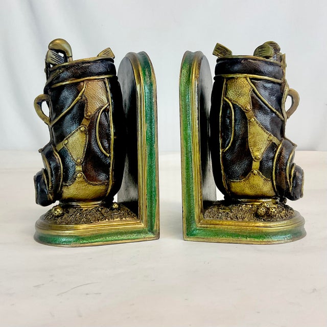 American 1980s Vintage Americana Boho Chic Golf Club Bag Bookends - A Pair For Sale - Image 3 of 9