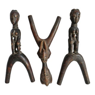 Set of Three Antique Early 19th Century Wood Slingshots For Sale