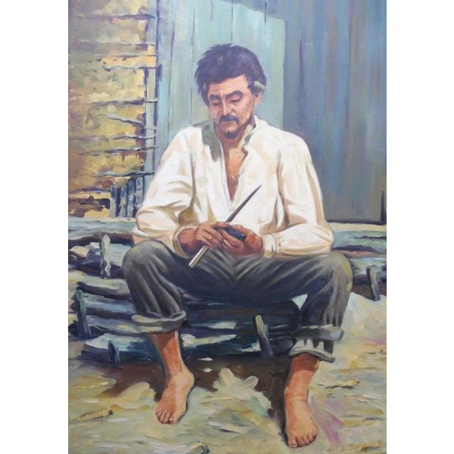 Chediac, The Worker, 1970s, Oil Painting on Canvas, Framed For Sale - Image 4 of 14