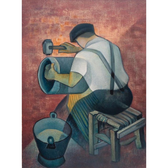 Modern Louis Toffoli, Le Ferblantier, Lithograph For Sale - Image 3 of 5
