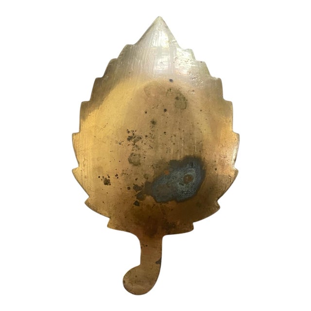 Mid-Century Modern Vintage Midcentury Etched Brass Leaf Trinket Dish For Sale - Image 3 of 6