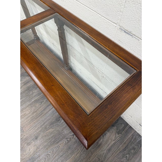 Brown Vintage Mid Century Traditional Walnut Console Table Hall Table For Sale - Image 8 of 13