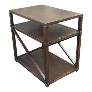 Ethan Allen Three Tier Rectangular Oak End Table