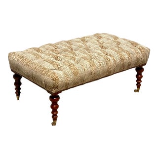 Vintage Regency Cowtan and Tout Leopard Turned Leg Bench For Sale
