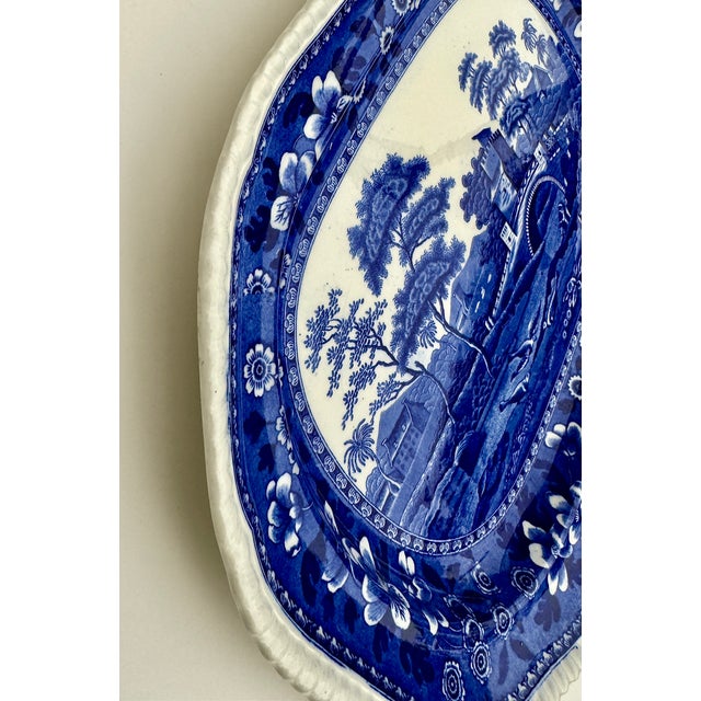 Blue Antique Copeland Spode Tower Blue & White Transferware Platter, 17 Inch, Circa 1903 For Sale - Image 8 of 18