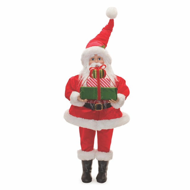 Add a touch of nostalgia and charm to your holiday decor with this Plush Traditional Santa with Presents. Standing 30.5"...
