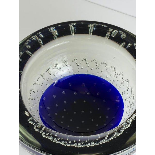 Murano Sommerso Glass Bowl in Blue Bullicante by Galliano Ferro, 1960s For Sale - Image 3 of 11