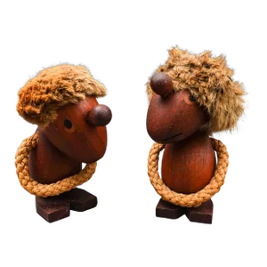 Mid 20th Century Hans Bolling Orskov & Co Denmark Optimist & Pessimist Teak Figurine Set of 2