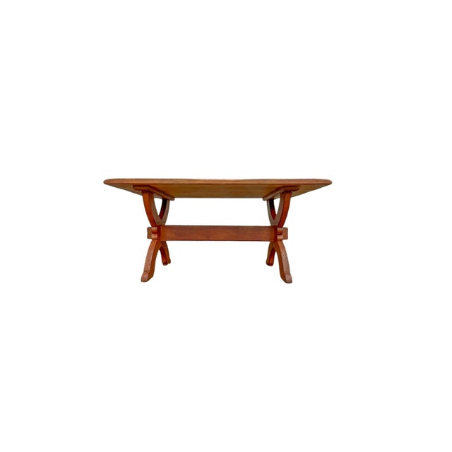 Brutalist X-Base Trestle Dining Table in Oak by Bram Sprij, 1960s For Sale - Image 4 of 9