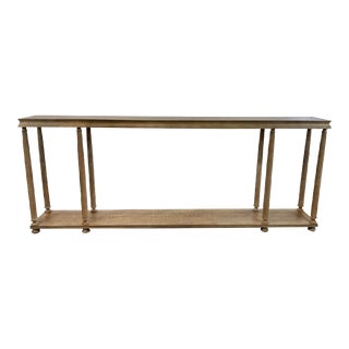 Organic Modern Long Narrow Turned Leg Console Table For Sale