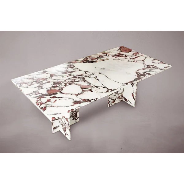 Elevate your dining experience with our exquisite rectangular T-legged dining table, crafted from luxurious Calacatta...