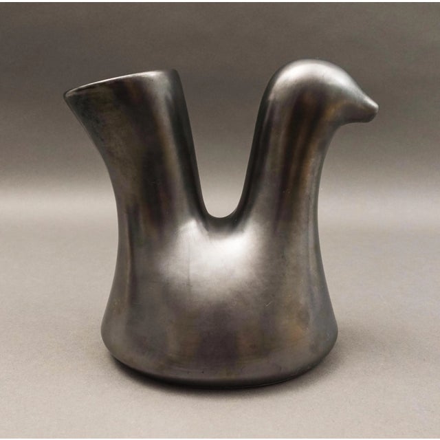 Mid 20th Century Josephine Baker by Jean Varoqueaux Vintage Black Ceramic Art Pottery Pitcher For Sale - Image 4 of 7