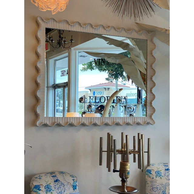 Vintage White Wood and Gesso Scalloped Ruffle Horizontal or Vertical