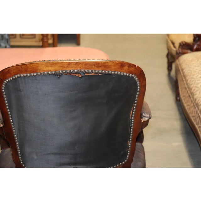 French Louis XV Brown Needlepoint Armchair Circa 1940 For Sale - Image 4 of 13