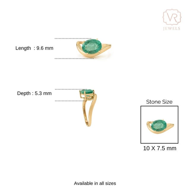 Designer 2.43 Carat Genuine Emerald Wave Chunky 14k Gold Ring Size 6.5 For Sale - Image 9 of 13