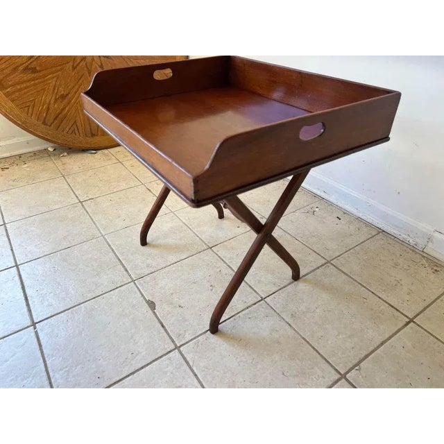 Antique Folding Mahogany Butler’s Tray Table For Sale - Image 4 of 10
