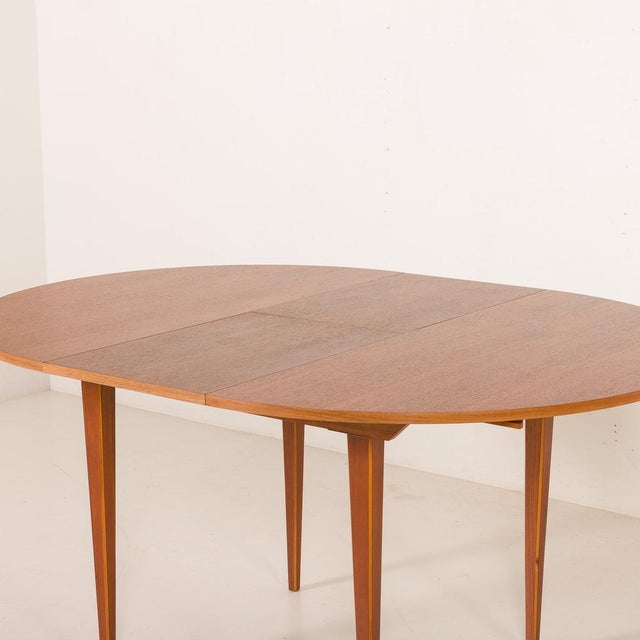 Scandinavian Round Teak Table with Hidden Extension, 1970s For Sale - Image 12 of 18