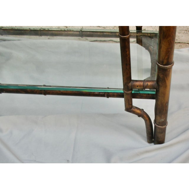 Chinese Chippendale Pagoda Style Iron Faux Bamboo Etagere For Sale - Image 12 of 18