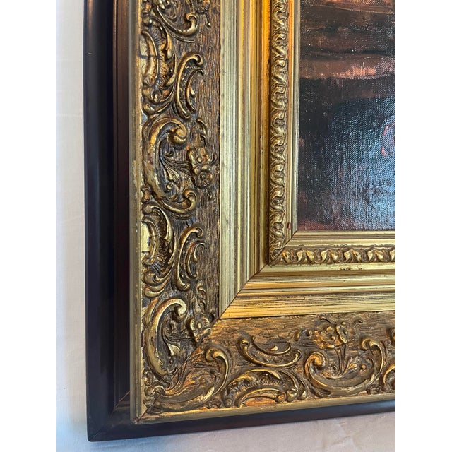Mid-Century Italian Old Master Style Interior Genre Scene Painting by Clemente Tafuri (1903-1971) in Ornate Gilt Frame For Sale - Image 9 of 16