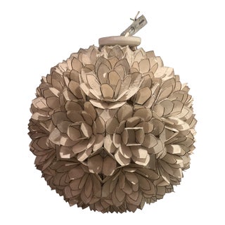 Large Vintage 1960s Capiz Shell Pendant Light, Lotus Ball For Sale