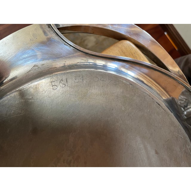 Huge 27” Long Heavy Art Deco Style Silverplated Tray With Stunning Handles - Unknow Maker For Sale In San Diego - Image 6 of 9